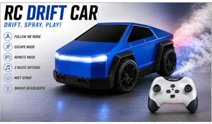 2.4GHz Mini Spray Drift Remote Control Car with Mist Spray, Follow Mode, Escape Mode, Light & Sound RC Toy Car 1:43 Scale
