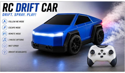 2.4GHz Mini Spray Drift Remote Control Car with Mist Spray, Follow Mode, Escape Mode, Light & Sound RC Toy Car 1:43 Scale