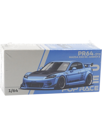 POP RACE Mazda RX-8 RE Amemiya Blue 1:64 Die-Cast Car Model | PR64-270