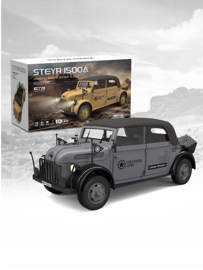 STEYR 1500A Germany WWII Military Vehicle Die-Cast Model Car – 1:18 Scale Remote Control 4×4 High Speed Motor Metal Series