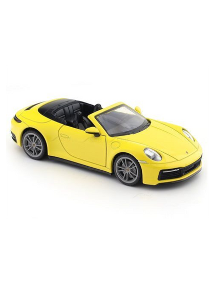 Porsche 911 Carrera Cabriolet Yellow 1:32 MSZ licensed pullback diecast Scale Model car