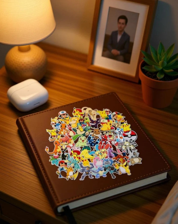 Pokémon Cartoon Sticker Pack for Phone, Laptop & Notebook | Self-Adhesive Vinyl Stickers | Pack of 50