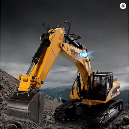 Huina Toys 1535 Excavator With 15 Functions 1:14 Scale Rechargeable Battery Playtime 20 to 30 minutes 2.4GHz Frequency Realistic Light and sound Remote Control Truck RC