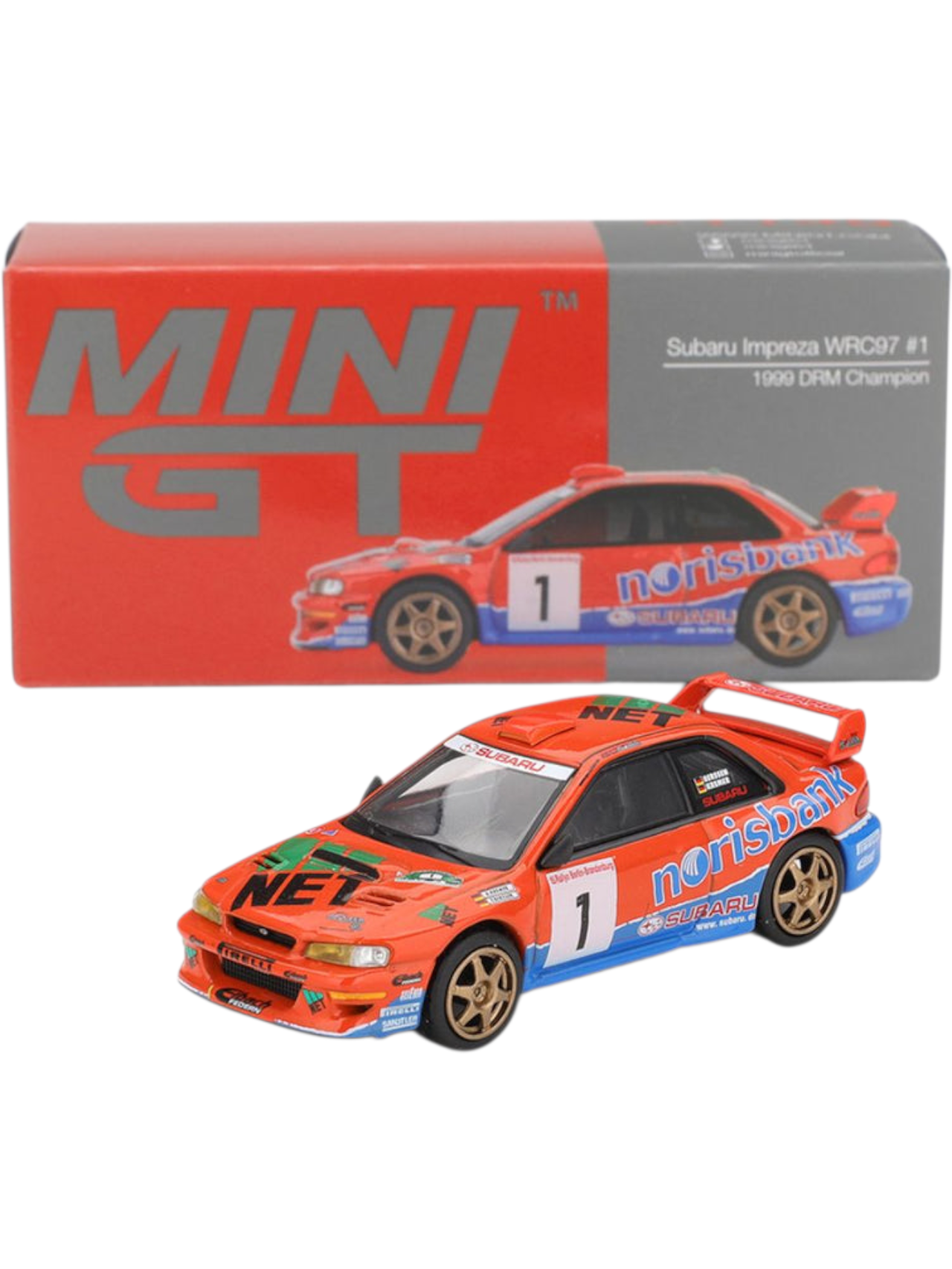 Mini GT #1140: Subaru Impreza WRC97 #1 1999 DRM Champion