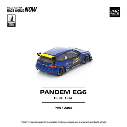 Pop Race PR64-365 Pandem Civic EG6 1:64 Scale Diecast Model