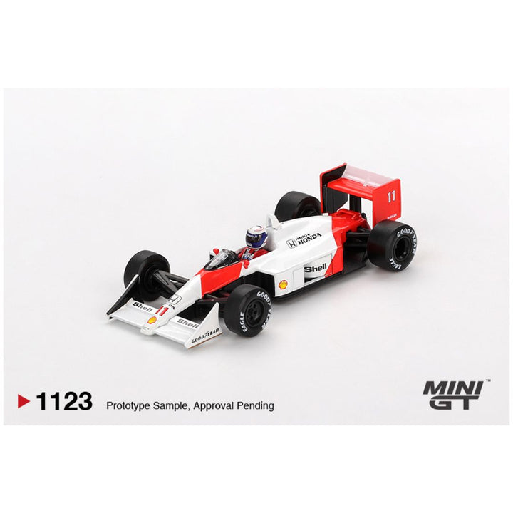 Mini GT #1123: McLaren MP4/4 #11 Alain Prost 1988 Japanese Grand Prix 2nd Place 1:64 Scale
