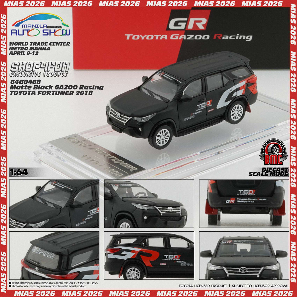 Gazoo Racing Toyota Fortuner 2018 Imported 1:64 Scale (Matte Black)