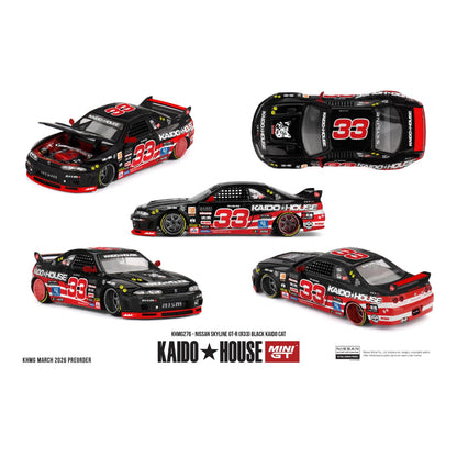 Mini GT Kaido House No.276: Nissan Skyline GTR R33 Black Kaido Cat 1:64 Scale Diecast Model