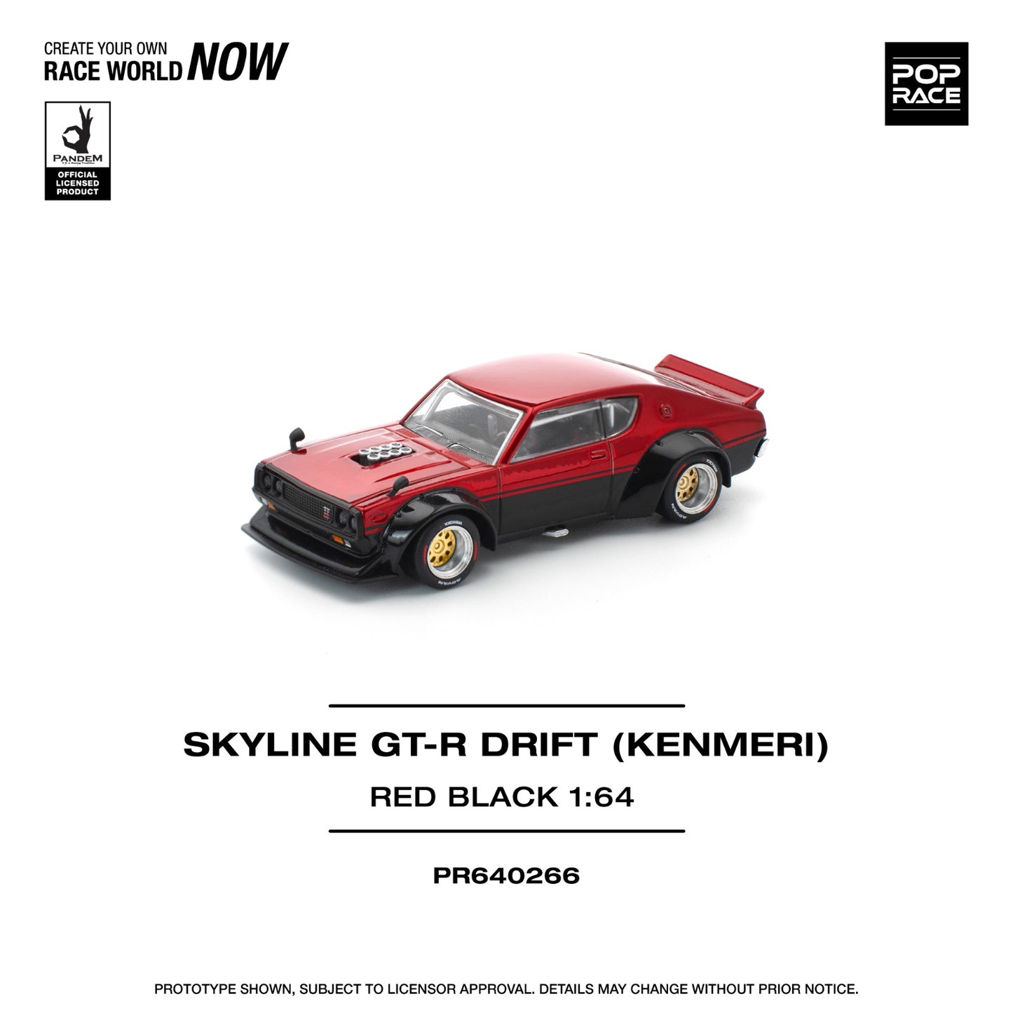 ( PR640266 )POP Race KPGC110 KENMERI REDBLACK Diecast Model 1:64 Scale