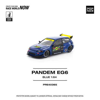 Pop Race PR64-365 Pandem Civic EG6 1:64 Scale Diecast Model