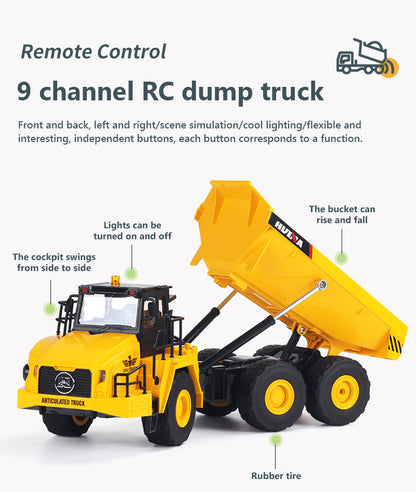 Huina Toys 1553 Remote Control Truck RC Dump Truck With 11 Functions 3.7V 900mAh (Rechargeable) Bettery Remote Power 2 x AA batteries (not included) 1:16 Scale Control Distance: 20–30 meters