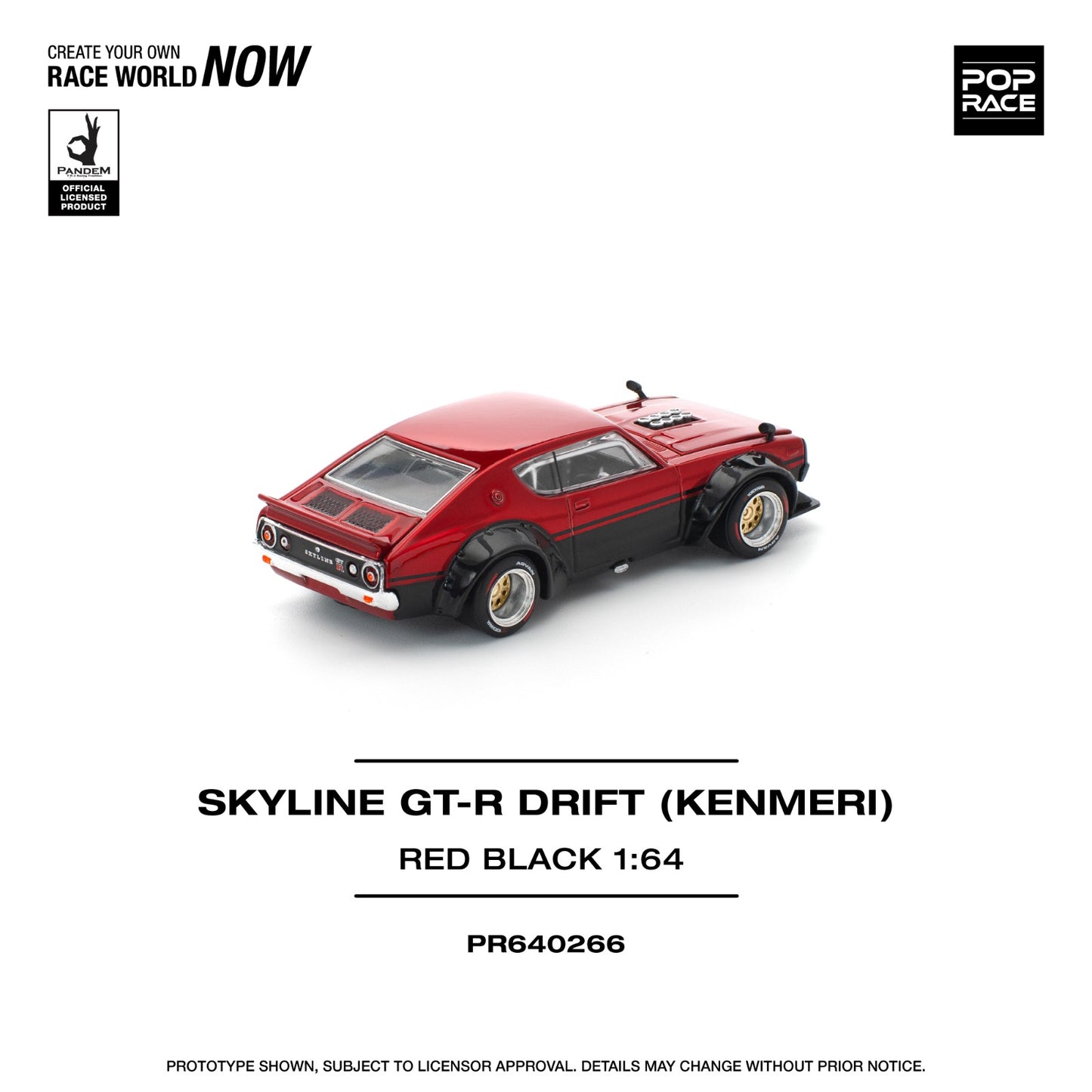 ( PR640266 )POP Race KPGC110 KENMERI REDBLACK Diecast Model 1:64 Scale