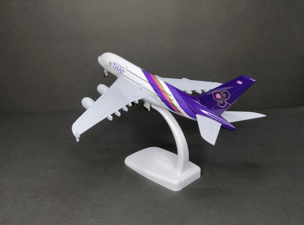 Aircraft 'Thai Airways Airbus A380-800 HS-TUC Diecast Airplane (No.302) 20cm' Scale Display Stand With Landing Wheels