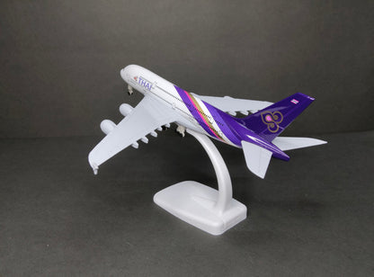 Aircraft 'Thai Airways Airbus A380-800 HS-TUC Diecast Airplane (No.302) 20cm' Scale Display Stand With Landing Wheels