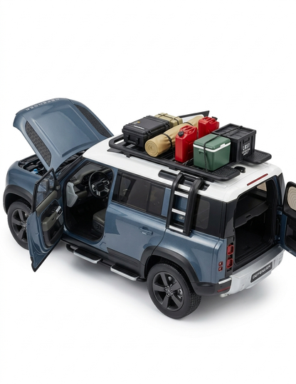 Land Rover Defender 110 Diecast Model 1:18 Scale Alloy Car Model Free Wheels, Opening Parts, Realistic Sound , LED Lights Display Diecast matel