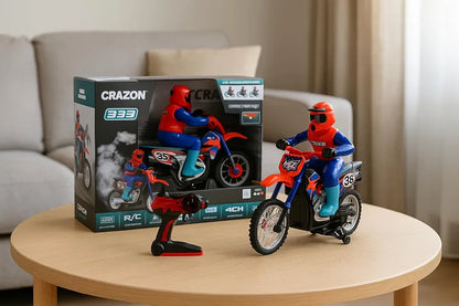 Crazon 333 RC Smoking Remote Control Motorcycle 2.4GHz 4ch Channel, LED Light, Flexible Turns High Speed With Full Spring Suspension