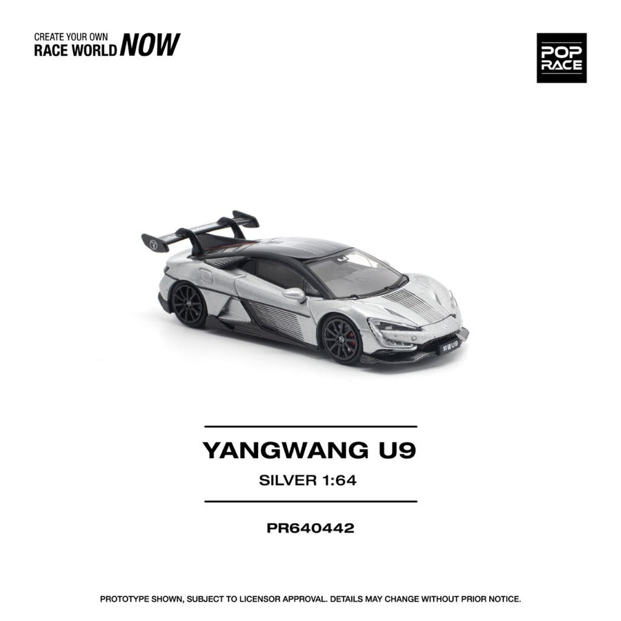 Pop Race PR64-442: Yangwang U9 Silver 1:64 Scale Diecast Model