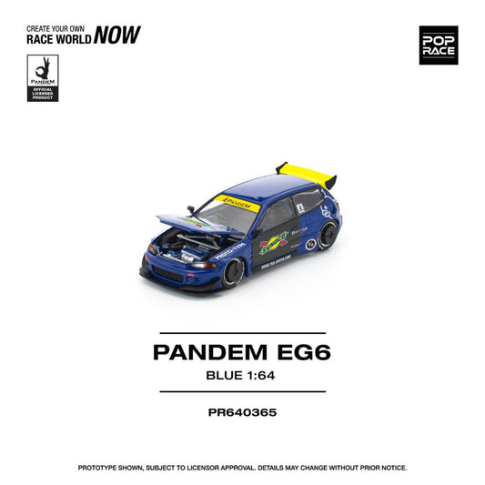 Pop Race PR64-365 Pandem Civic EG6 1:64 Scale Diecast Model