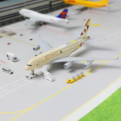 Aircraft 'Etihad Form Abu Dhabi A6-ATA Airbus Airplane Diecast Metal Display Stand With Landing Wheels 20cm Scale (No.303)