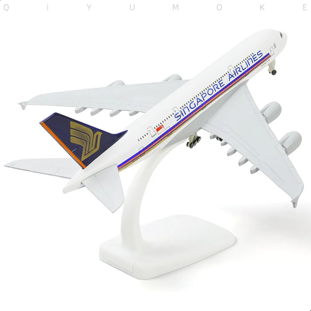 Aircraft Singapore Airlines A380 Airbus 9V-SKA Diecast Airplane (No.307) Model 22cm" Scale  Display Stand With Landing Wheels
