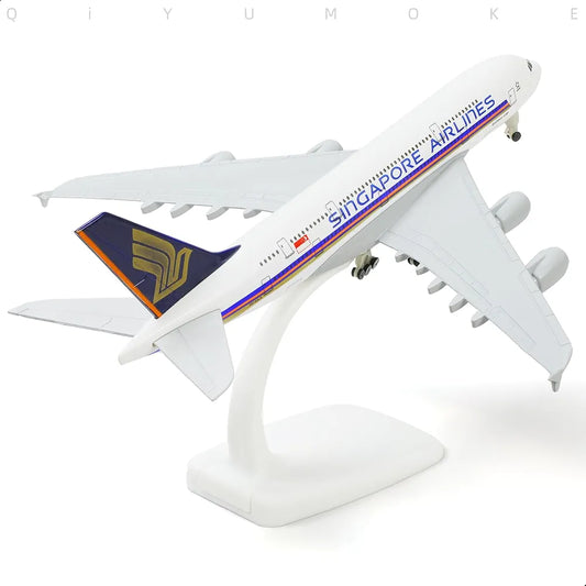 Aircraft Singapore Airlines A380 Airbus 9V-SKA Diecast Airplane (No.307) Model 22cm" Scale  Display Stand With Landing Wheels