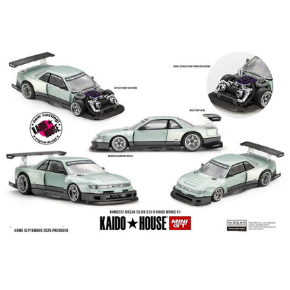 Mini GT Kaido House #232 Nissan Silvia S13-R Kaido Works V1 1:64 Scale