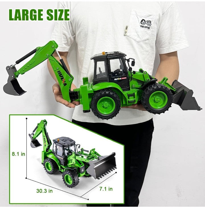HUINA RC Backhoe Loader Excavator – 9 Function Remote Control Construction Vehicle 1:14 Scale