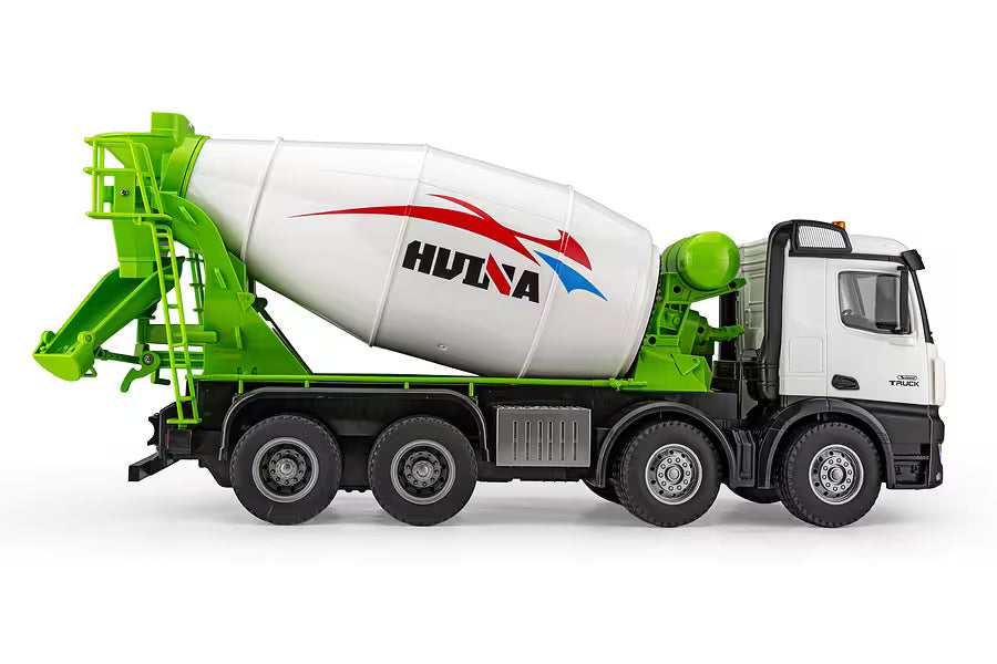 Huina Toys 1537 Concrete Mixer Truck 12 Function 2.4GHz Remote control (RC) Construction Vehicle with Rotating Drum, LED Lights & Rechargeable Battery 1:14 Scale