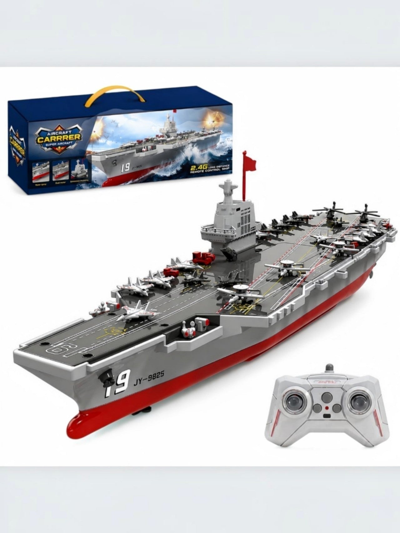 Aircraft Carrier Warship 2.4G Remote Control – RC Military Ship with Dual Motor & Long-Distance Super Warship