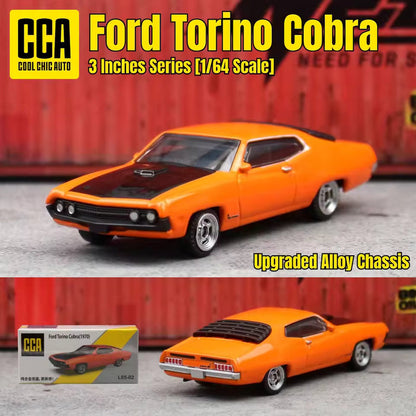 CCA 'Ford Torino Cobra (1970) Diecast Model Classic L05-01 / Orange Musical Car L05-02 Imported 1:64 Scale