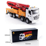 Huina Toys 1381 RC Backhoe Loader Concrete Pump Truck 11 Function Realistic water spray pumping system Rechargeable battery with USB charging Remote control 1:18 Scale