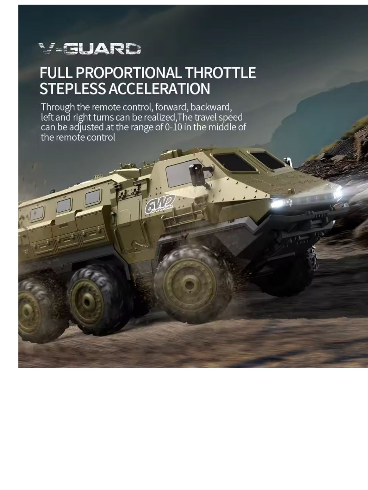 V-Guard Six-Wheel Drive Military Armored Remote Control (RC) Vehicle 1:16 Scale