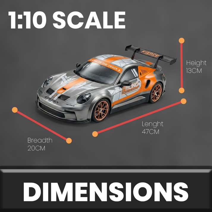 Joy Junction Porsche 1:10 Scale High-Speed RC Racing Car – 2.4GHz Remote Control Sports Car with Rechargeable Battery, USB Charging & Full Accessories
