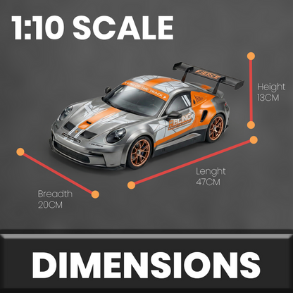 Joy Junction Porsche 1:10 Scale High-Speed RC Racing Car – 2.4GHz Remote Control Sports Car with Rechargeable Battery, USB Charging & Full Accessories
