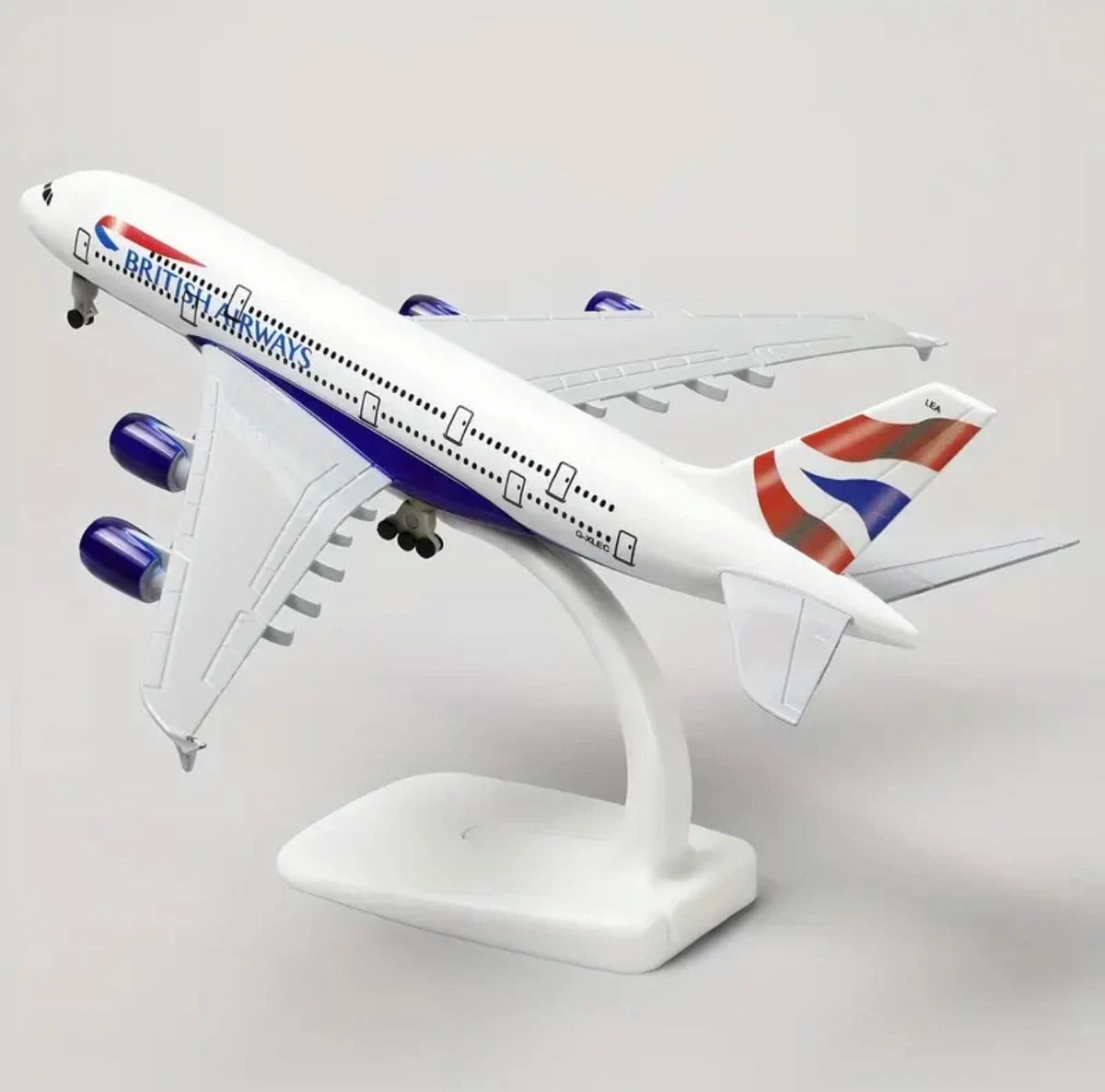 Aircraft 'British Airways A380 Airplane G-XLEC Display Stand With Landing Wheels Diecast Model 20cm Scale Airplane ( No.306)