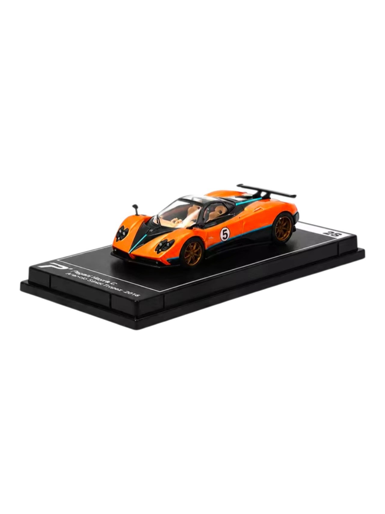 Postercars 'Pagani Zonda F 1:64 Scale/ Arancio Saint Tropez (No.25) Diecast Model With Protector
