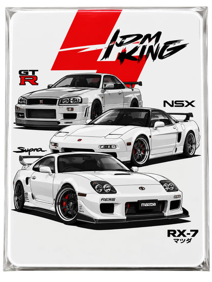 JDM & Classic Cars Fridge Magnet Collection | McLaren F1, Rolls-Royce Phantom, Porsche 911 GT3 RS, Mercedes-Benz 190E, Nissan Skyline R34, Toyota Supra & RX-7 Designs