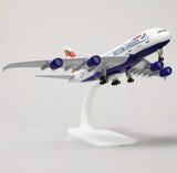 Aircraft 'British Airways A380 Airplane G-XLEC Display Stand With Landing Wheels Diecast Model 20cm Scale Airplane ( No.306)