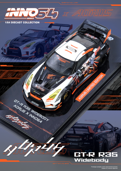 INNO64 GT-R (R35) WIDEBODY AORUS X INNO64 Limited Edition 1:64 Scale Mattel Diecast IN64-R35LB-AORUS