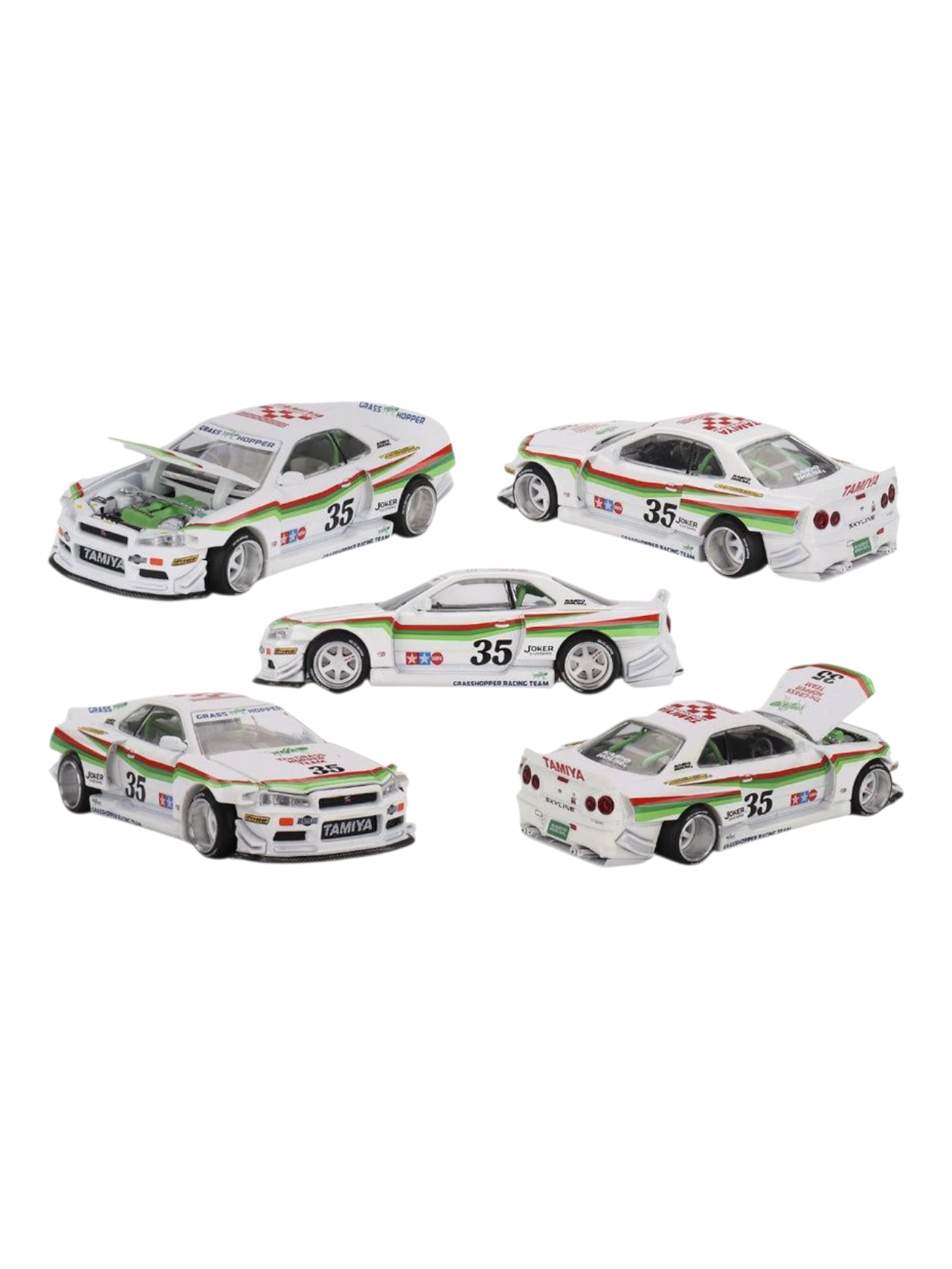 Mini GT Tamiya x Kaido House Collaboration Nissan Skyline GT-R (R34) "The Grasshopper" 1:64 Scale
