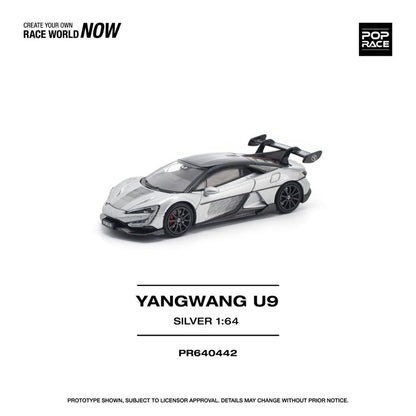 Pop Race PR64-442: Yangwang U9 Silver 1:64 Scale Diecast Model