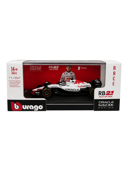 Bburago Oracle Red Bull Racing RB21 Japan GP 2025 MV1 1:64 Scale Die-Cast Formula 1 Model Car (with Acrylic case)