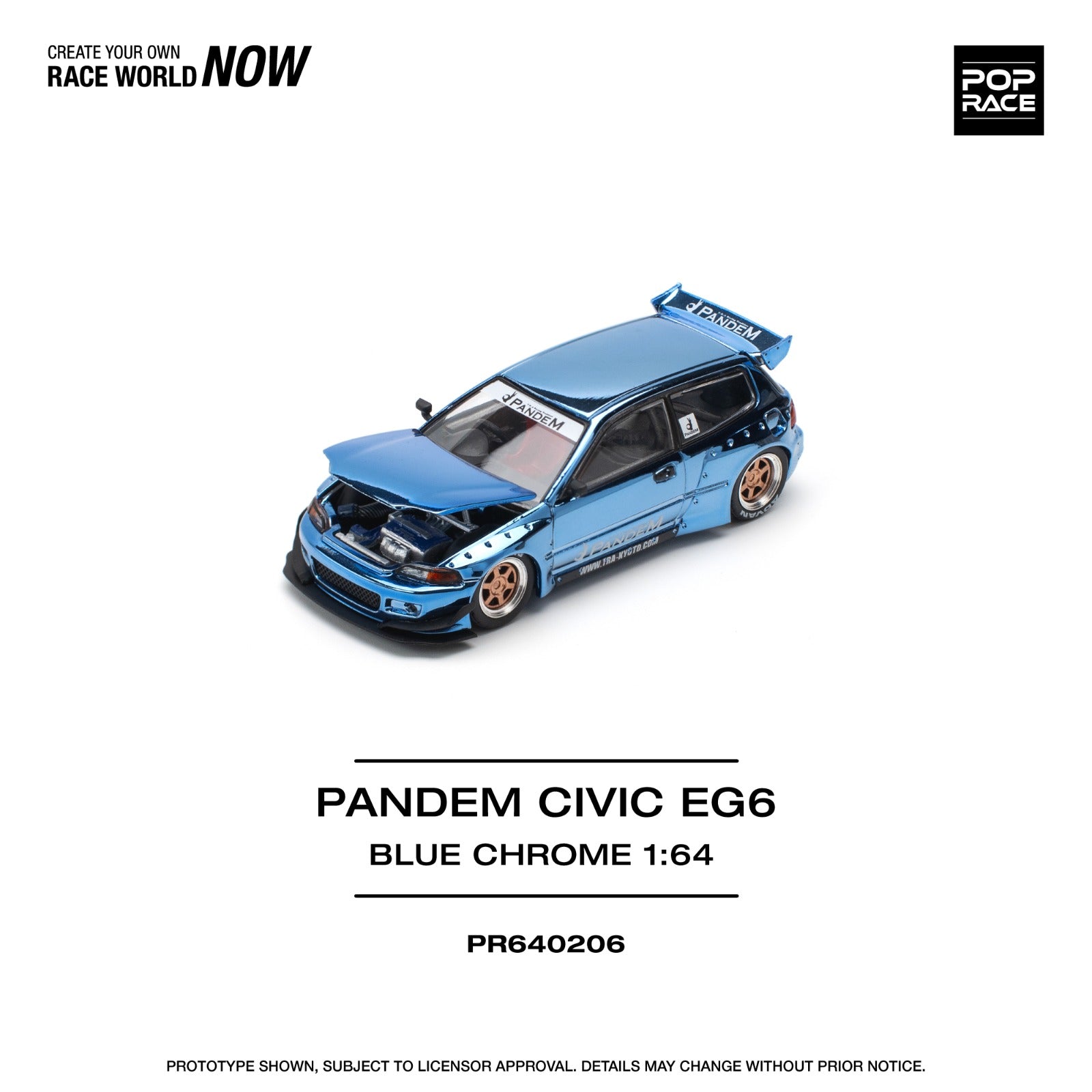 Pop race pr64-206 pandem civic eg6 1:64 Scale – Toy Collectors India