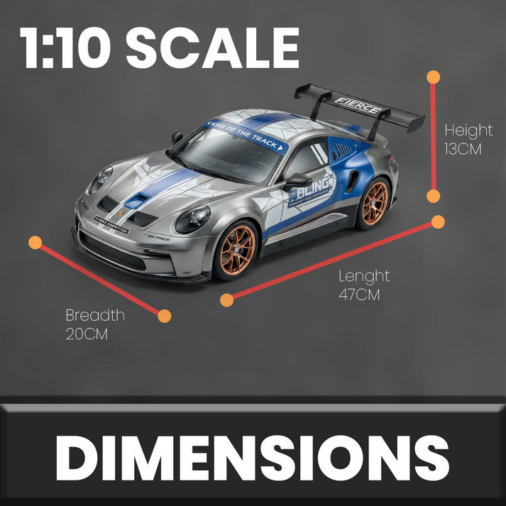 Joy Junction Porsche 1:10 Scale High-Speed RC Racing Car – 2.4GHz Remote Control Sports Car with Rechargeable Battery, USB Charging & Full Accessories