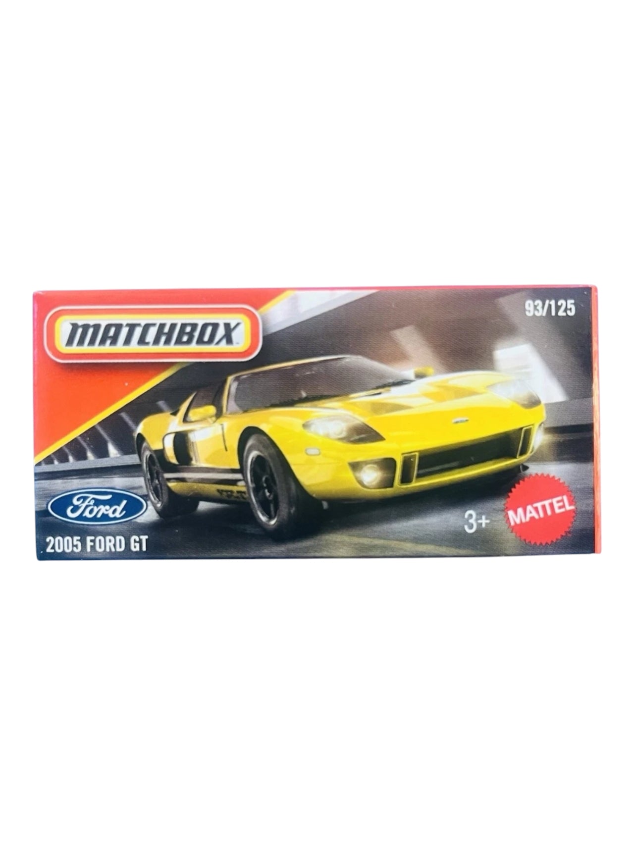 Matchbox Mainline 2005 Ford GT 1:64 Scale Diecast Model Car – Yellow Metal Body Collectible Toy Car