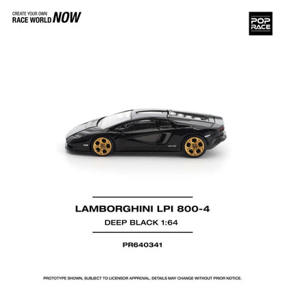 (PR640341 ) POP RACE Lamborghini Countach LPI 800-4 Deep Black 1:64 Scale Diecast Model Car