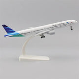 Aircraft 'Garuda Indonesia Boeing 777-300ER Airplane Diecast Metal With Display Stand And Landing Wheels 20cm Scale (No.323)