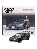 Mini GT Nissan Skyline GT-R (R32) Gunmetal W/ Matsuda Figure Code-869 1:64 Scale