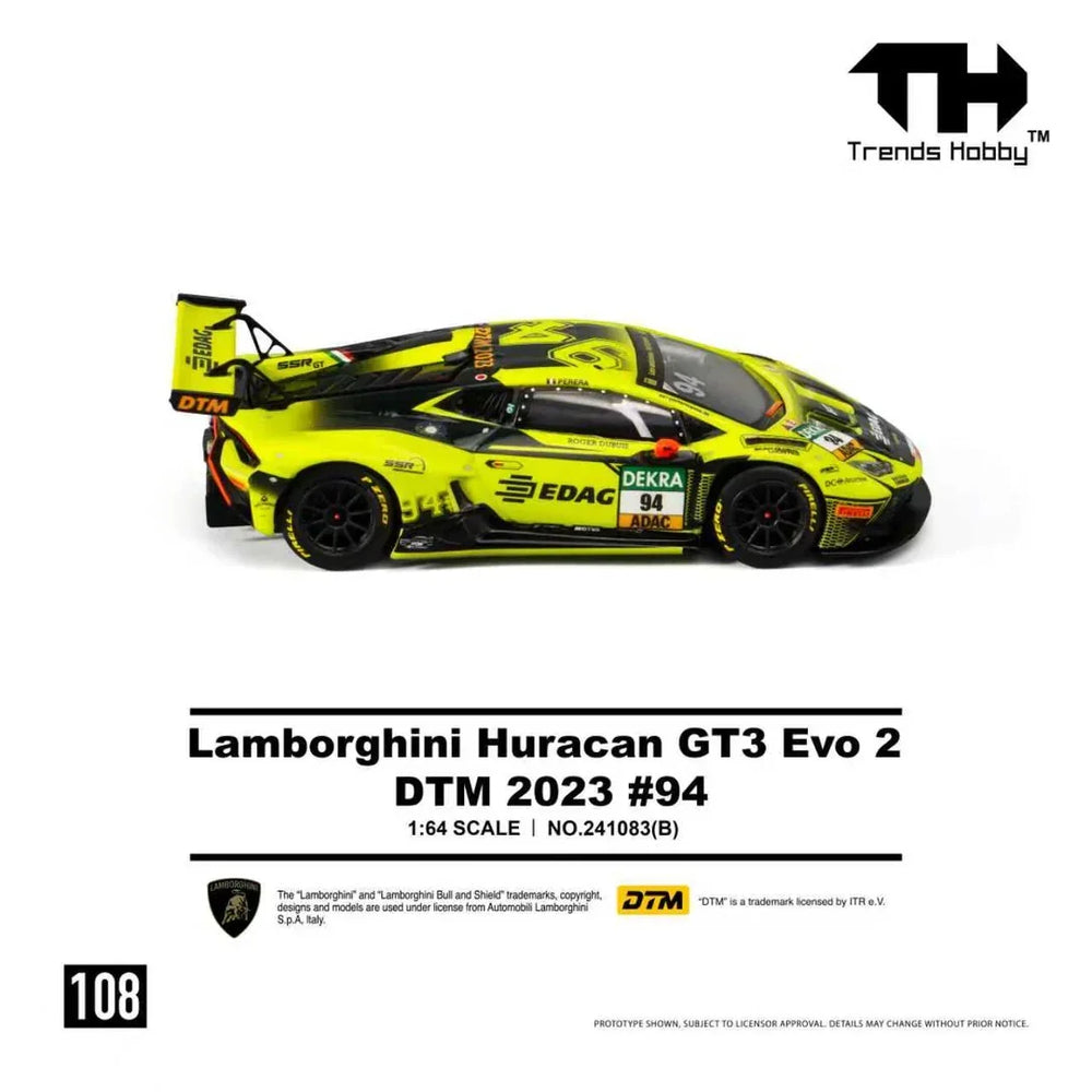 Trends Hobby "Lamborghini huracan GT3 Evo2 DTM #94 Diecast Model 1:64 Scale