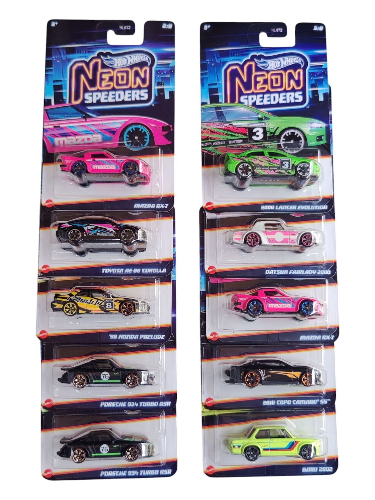 HotWheels Neon Speeders Set of 10 1:64 Scale